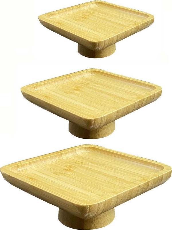 Bambu Ayaklı Servis Tabağı 15/17/20 CM Mini İkramlık Sunumluk - Image 1