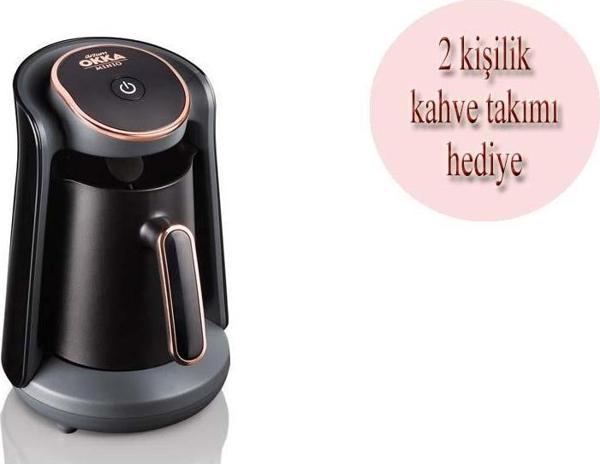 Arzum Okka Minio Türk Kahve Makinesi Bakır Renk ve 2 Kişilik Fincan Takımı - Image 1