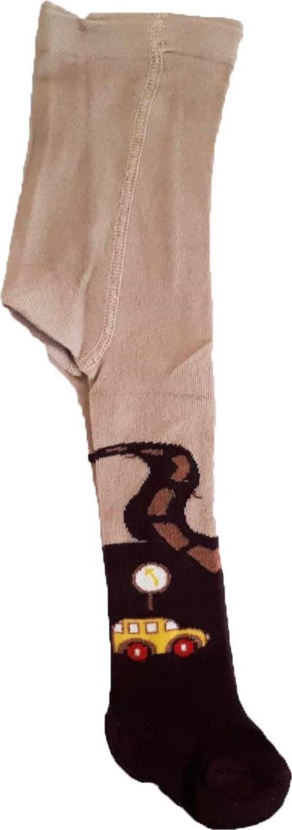 Erkek Çocuk Renkli Desenli Pamuklu Likralı Külotlu Çorap - Image 1