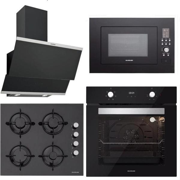 Silverline BO6502B02 - CS5349B01 - 3420 Classy 60 - MW9018B01 Siyah Cam Ankastre Set - Image 1