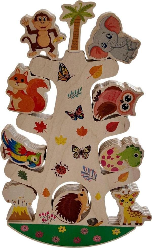 Hopiers Ahşap Denge Ağacı - 1+ Yaş - Montessori Eğitici Ve Öğretici Renkli Çocuk Oyuncağı - Güvenli - Eğlenceli - Image 1