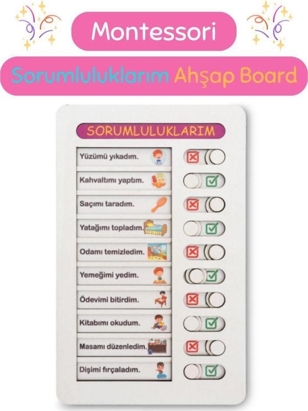Hopiers Sorumluluklarım Ahşap Board - Çocuklar Için Eğitici Ve Eğlenceli Sorumluluk Takip Oyuncağı - Image 1