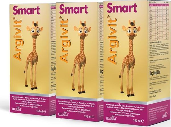 Argivit Smart Şurup 150 ml 3 'lü Paket - Portakal ve Vanilya Aromalı - Image 1