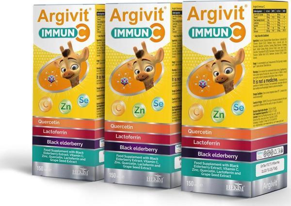 Argivit Immun C Şurup 150 ml 3'lü Paket - Karışık Meyve Aromalı - Image 1