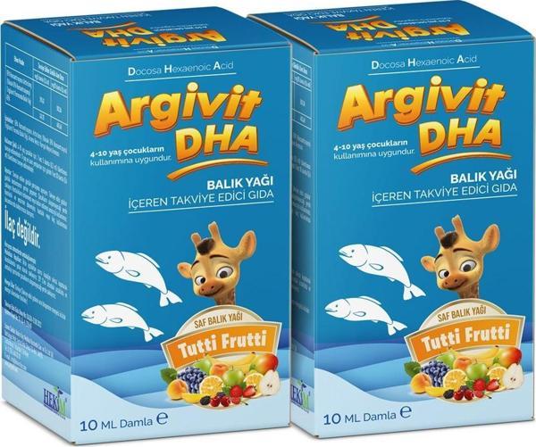 Argivit DHA 10 ml Damla Balık Yağı 2'li Paket - Karışık Meyve Aromalı - Image 1