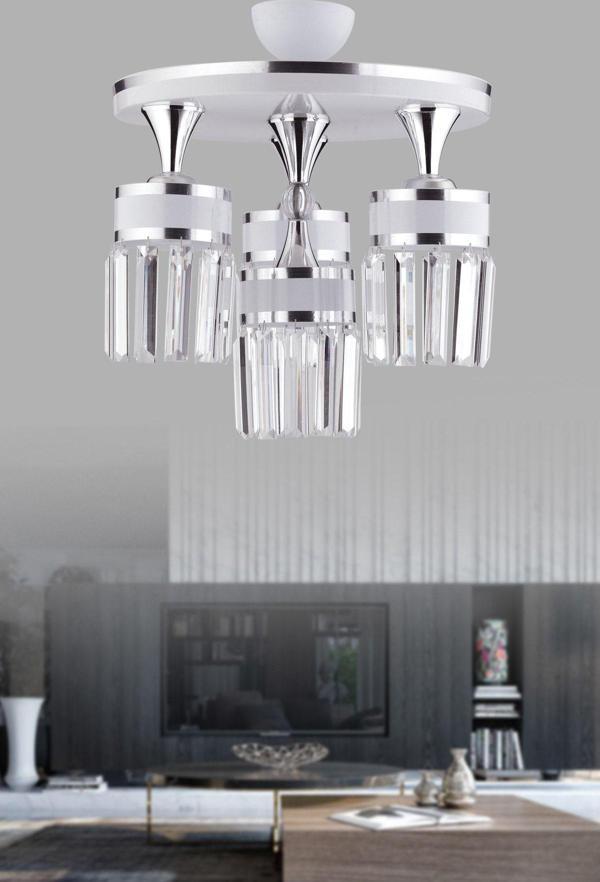 Kuzey Aslı 4Lü Profonyel Kristal Taşlı Beyaz Krom Yaldızlı Lüks Modern Avize - Image 1