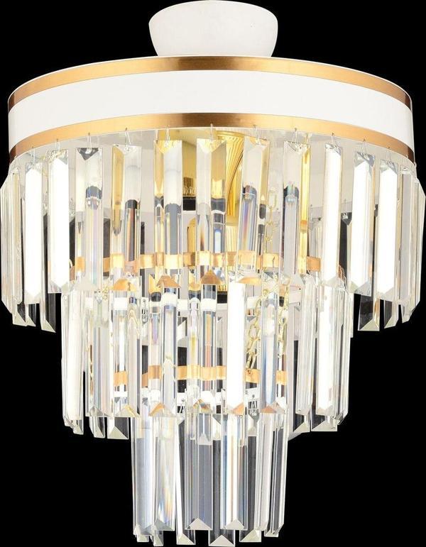 Kuzey Çağla 4 Lü Beyaza Gold Yaldızlı 30 Luk Modern Salon Avizesi - Image 1