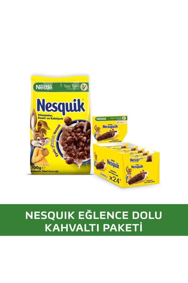 NESTLE NESQUIK Kakaolu Buğday ve Mısır Gevreği 700g & NESQUIK Kakaolu Tam Tahıllı Bar 24x25g - Image 1