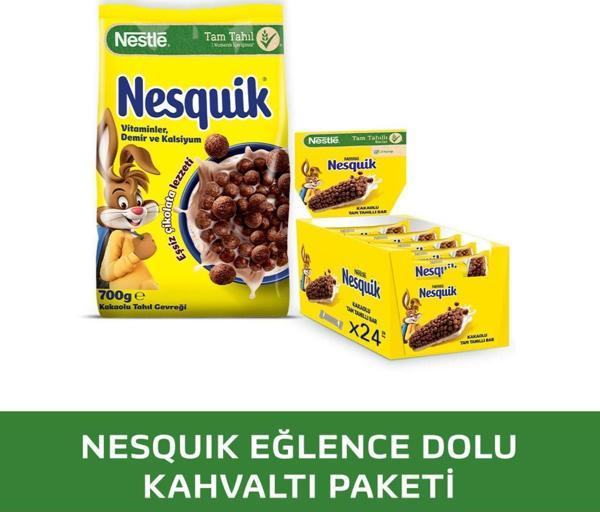 NESTLE NESQUIK Kakaolu Buğday ve Mısır Gevreği 700g & NESQUIK Kakaolu Tam Tahıllı Bar 24x25g - Image 1
