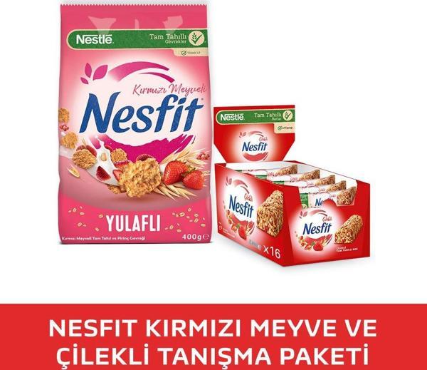 NESTLE NESFIT Kırmızı Meyveli Tam Tahıl ve Pirinç Gevreği 400g & Çilekli Tam Tahıllı Bar 16x23,5g - Image 1