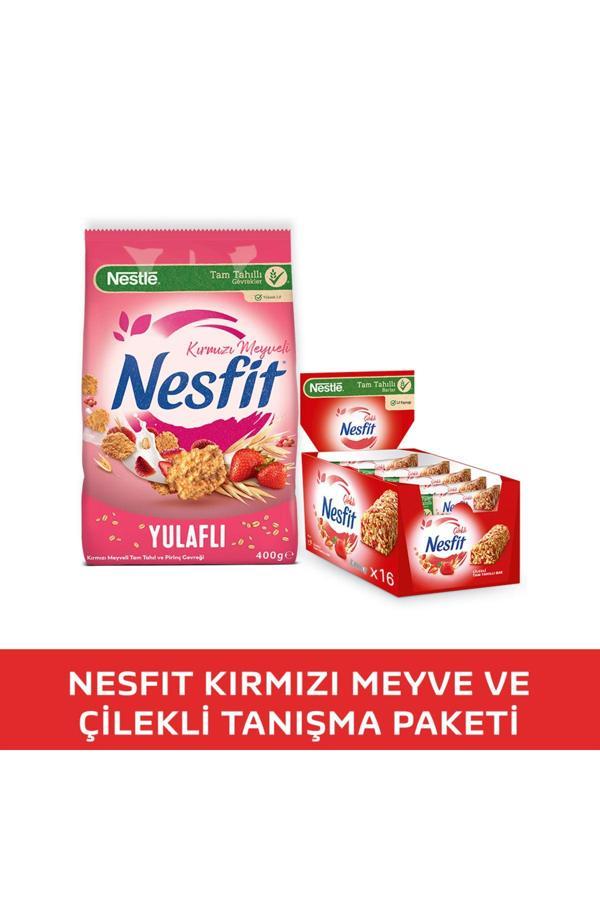 NESTLE NESFIT Kırmızı Meyveli Tam Tahıl ve Pirinç Gevreği 400g & Çilekli Tam Tahıllı Bar 16x23,5g - Image 1
