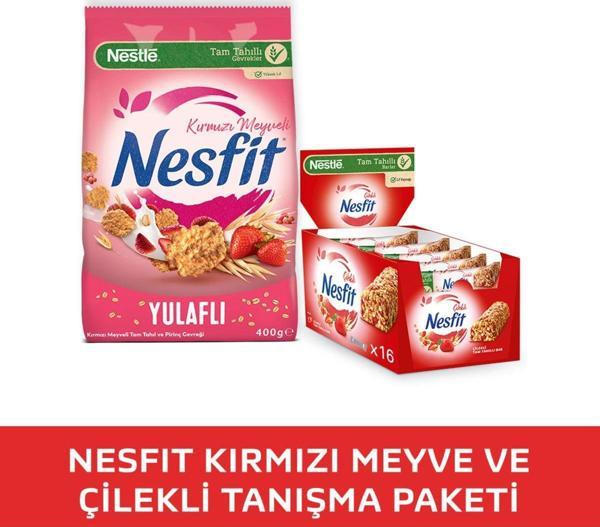 NESTLE NESFIT Kırmızı Meyveli Tam Tahıl ve Pirinç Gevreği 400g & Çilekli Tam Tahıllı Bar 16x23,5g - Image 1
