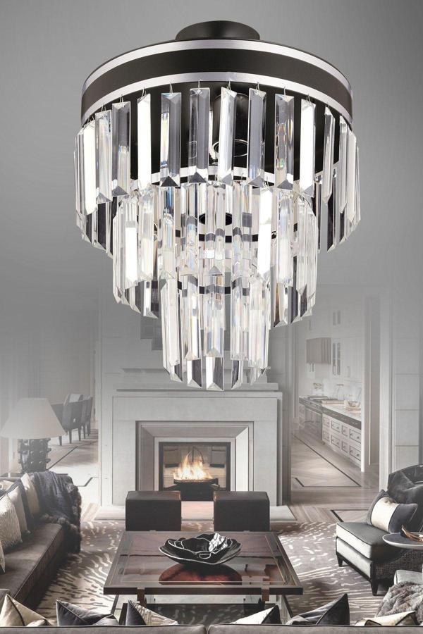 Kuzey Çağla 4 Lü Siyaha Krom Yaldızlı 30 Luk Modern Salon Avizesi - Image 1