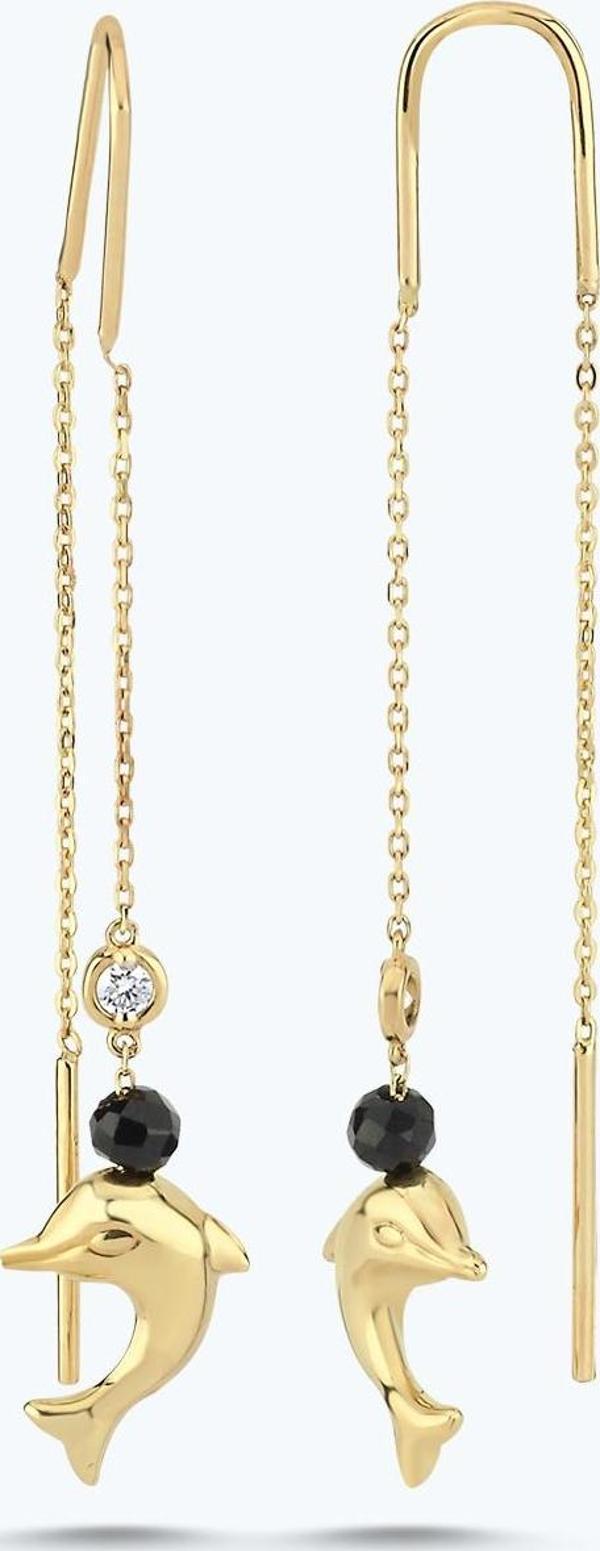 Pırlanta Spinel Taşlı Yunus Küpe - Image 1