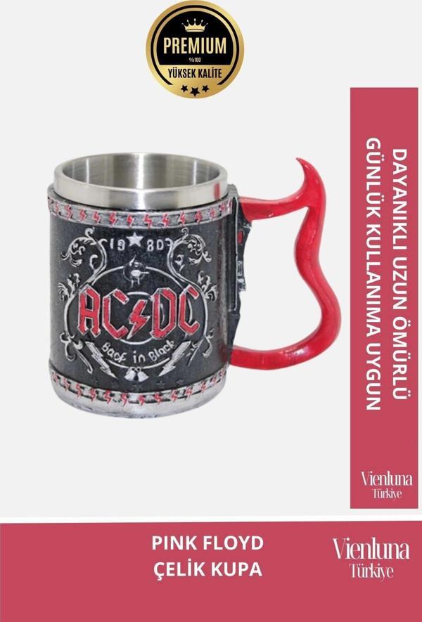 Deluxe Tasarım Dekoratif Estetik Armağan Sevgili Arkadaş Dost Paslanmaz Çelik AC DC Kupa 12*15 cm - Image 1