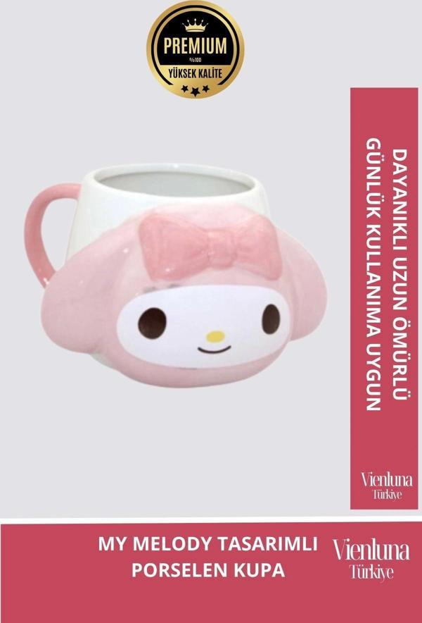 Deluxe Tasarım Dekoratif Estetik Armağan Sevgili Dost Arkadaş Porselen My Melody Kupa Bardak 9*13 Cm - Image 1