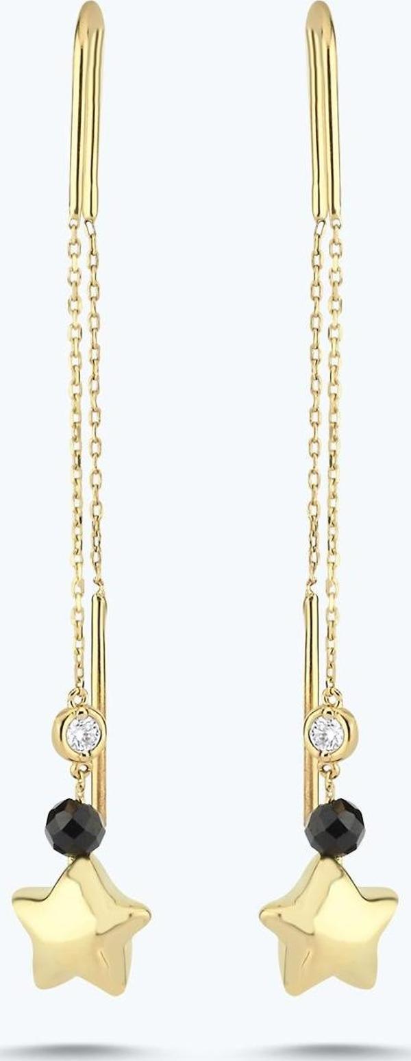 Pırlanta Spinel Taşlı Yıldız Küpe - Image 1
