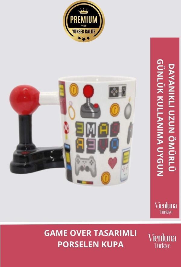 Deluxe Tasarım Dekoratif Estetik Armağan Sevgili Dost Aşk Arkadaş Porselen Game Over Kupa Bardak - Image 1