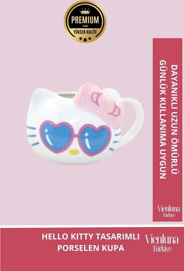 Deluxe Tasarım Dekoratif Estetik Armağan Sevgili Dost Aşk Arkadaş Porselen Hello Kitty Kupa Bardak - Image 1