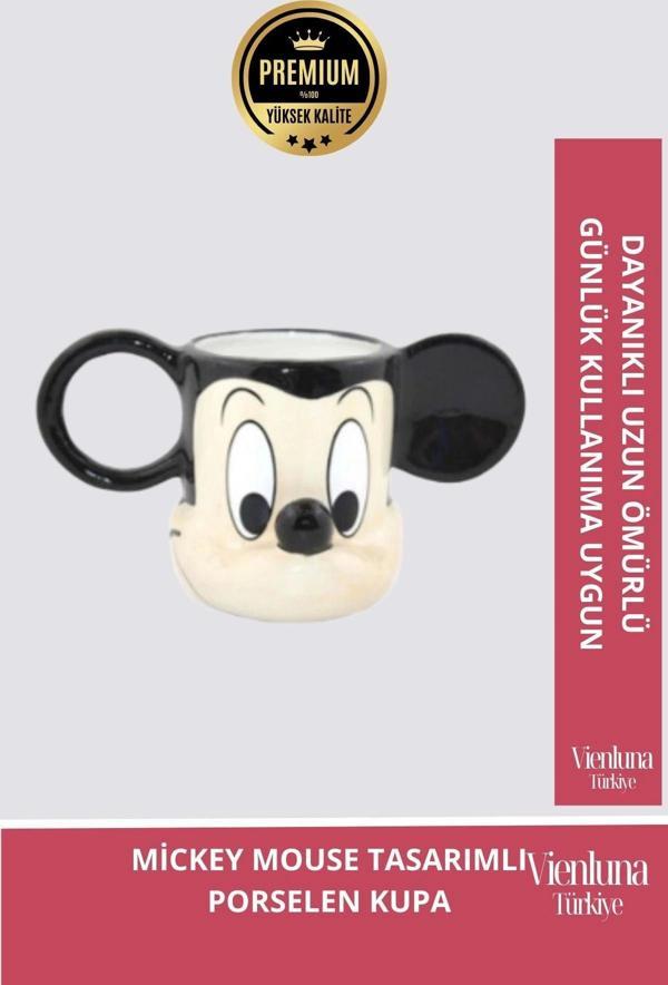 Deluxe Tasarım Dekoratif Estetik Armağan Sevgili Dost Aşk Arkadaş Porselen Mickey Mouse Kupa Bardak - Image 1