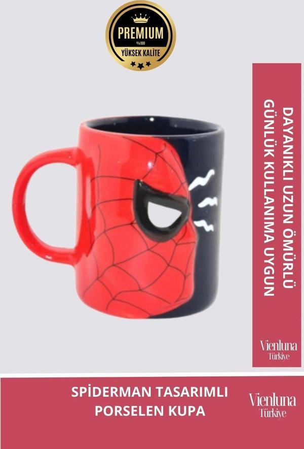 Deluxe Tasarım Dekoratif Estetik Armağan Sevgili Dost Aşk Arkadaş Porselen Spiderman Kupa Bardak - Image 1