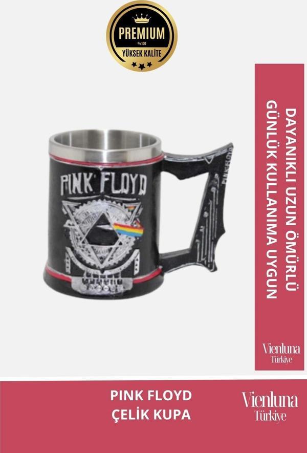 Deluxe Tasarım Dekoratif Estetik Armağan Sevgili Dost Paslanmaz Çelik Pink Floyd Kupa 12*15 cm - Image 1