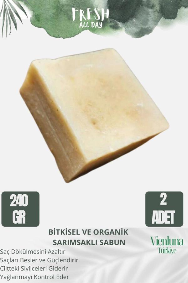 Özel Üretim El Yapımı %100 Doğal Vücut Saç Bakım Güzel Kokulu Cilt Dostu Sarımsaklı Sabun 2 Adet - Image 1