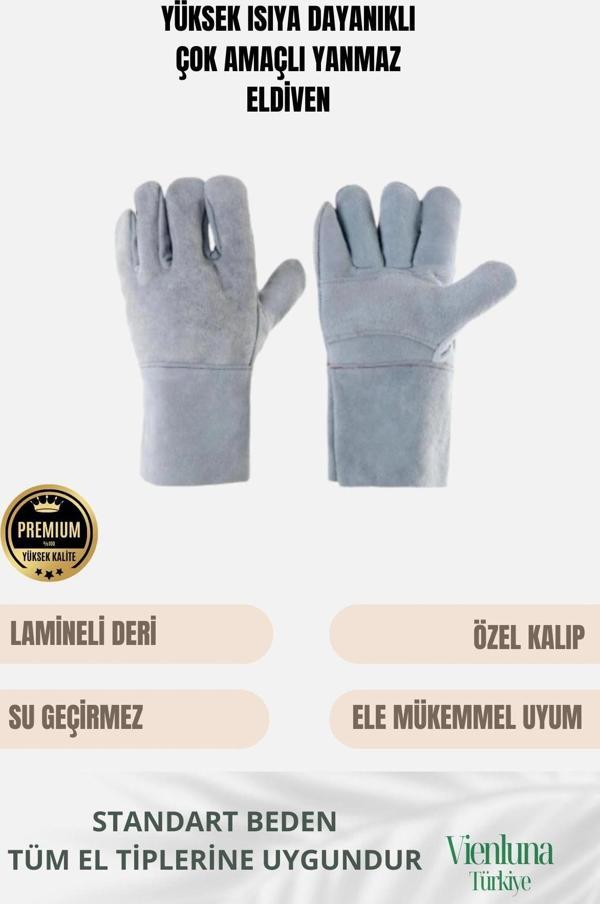 Premium Kalite Yüksek Isı Dayanımlı Kaynak Yangın Waterproof Çok Amaçlı Deri Eldiven - Image 1