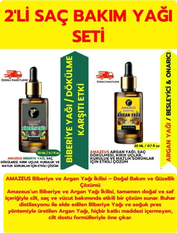 Amazeus Biberiye Ve Argan Yağı İkilisi – %100 Saf, Doğal, Soğuk Pres Ve Vegan Bakım Seti (2X20 Ml) - Image 1