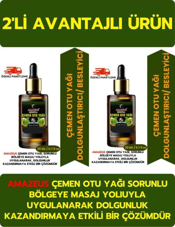 Amazeus Çemen Otu Yağı 2'Li (%100 Saf Ve Doğal) Besleyici Etki (2*20 Ml / 0.7 Fl Oz) **** - Image 1