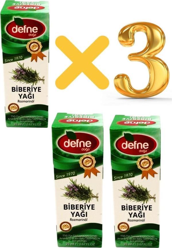 Defne Doğa % 100 Doğal Biberiye Yağı 20 Ml X 3 Adet - Image 1