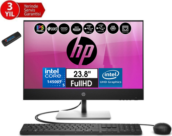Hp Proone 440 G9 14.nesil Intel® Core I5 14500T 48GB Ddr5 512GB SSD Fhd 23.8" IPS Freedos All In One Bilgisayar 99H6X3ETF12+ZETTAUSBBELLEK - Image 1