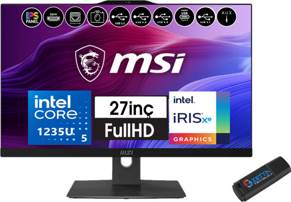Msı Modern AM272P Intel Core I5 1235U 48GB 2tb  SSD Fhd 27" IPS Freedos All In One Bilgisayar W12M-883EU14+ZETTAUSBBELLEK - Image 1