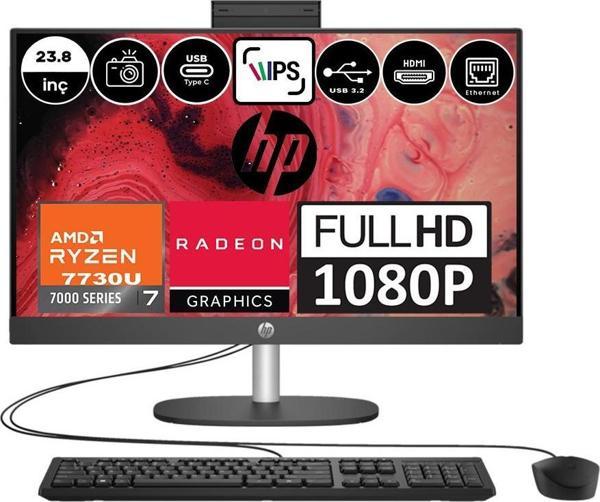 Hp 245 G10 Amd Ryzen 7 7730U 64GB 2tb SSD Amd Radeon™ Grafik Windows 11 Home 23.8" Fhd IPS Siyah All In One Bilgisayar 9H6V2ETH15 + Zetta Flash Bellek - Image 1