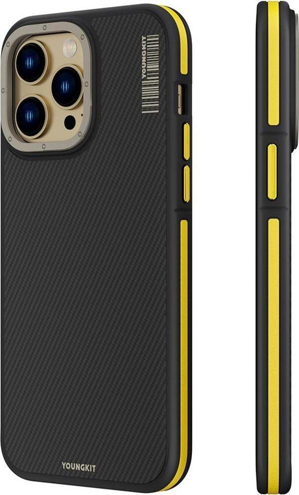 YoungKit iPhone 14 Pro Max Uyumlu Kılıf Magsafe Şarj Özellikli 600D Kevlar Kapak - Image 1