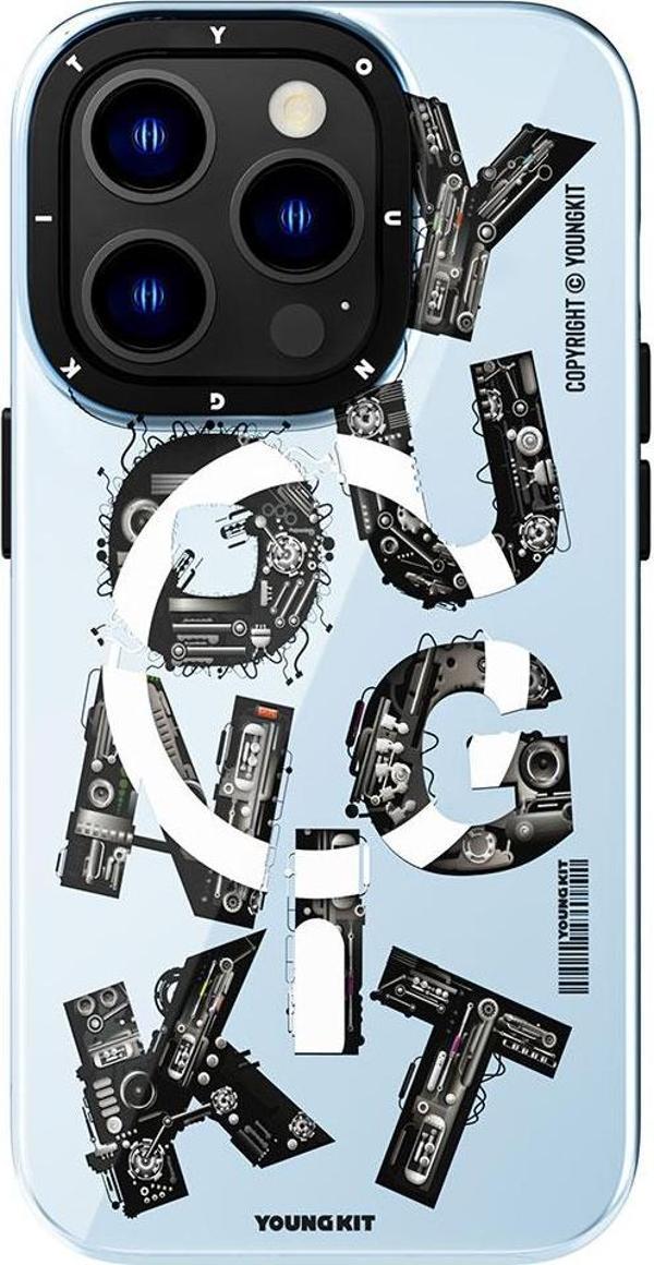 YoungKit iPhone 14 Pro Max Uyumlu Kılıf Magsafe Şarj Özellikli Yazı Temalı Mechanic Serisi Kapak - Image 1