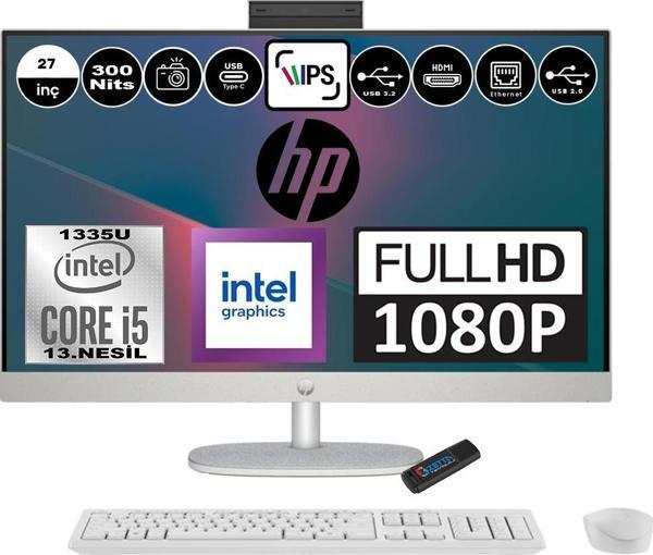 Hp 27-CR0009NT Intel Core I5 1335U 24GB 1tb SSD Windows 11 Pro Intel Iris Xe Graphics 27 Inç IPS Fullhd All In One Bilgisayar 898B9EAP06+ Zetta Flash Bellek - Image 1