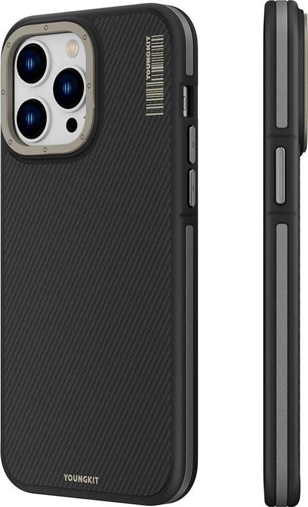 YoungKit iPhone 14 Pro Uyumlu Kılıf Magsafe Şarj Özellikli 600D Kevlar Kapak - Image 1