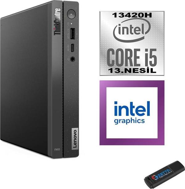 Lenovo Thinkcentre Neo 50Q Gen 4 Intel Core I5-13420H 32GB 512GB SSD Windows 11 Pro Mini Bilgisayar 12LN006KTRP09 + Zetta Flash Bellek - Image 1