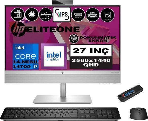 Hp Eliteone 870 G9 14.nesil Intel® Core I7 14700 48GB Ddr5 512GB SSD Qhd 27" IPS Dokunmatik WINDOWS11PRO All In One Bilgisayar 99A85ETW12+ZETTAUSBBELLEK - Image 1