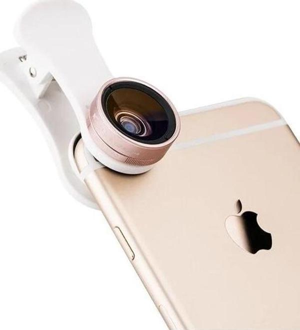 Kiwifotos 3in1 Akıllı Telefonlar İçin Geniş Açı & Makro & Balıkgözü Lens (Pembe) - Image 1