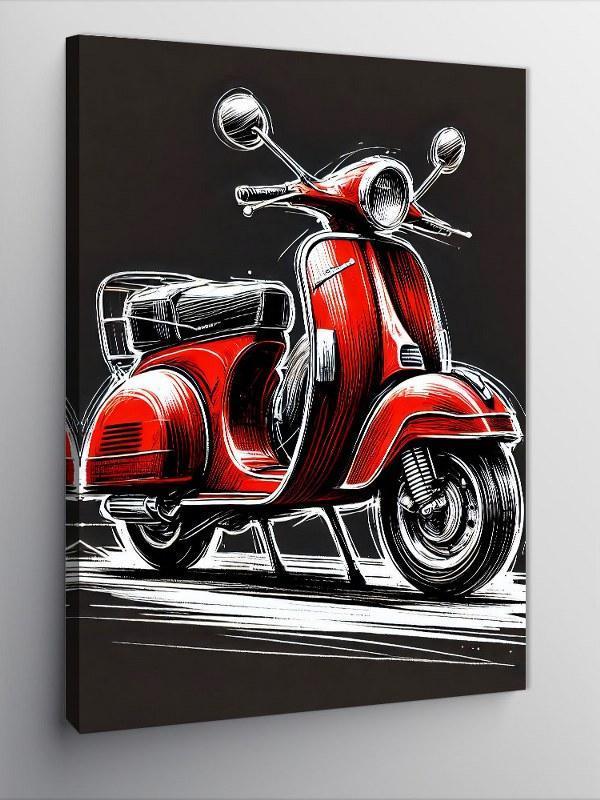 Kanvas Tablo Kırmızı Retro Motosiklet - Image 1