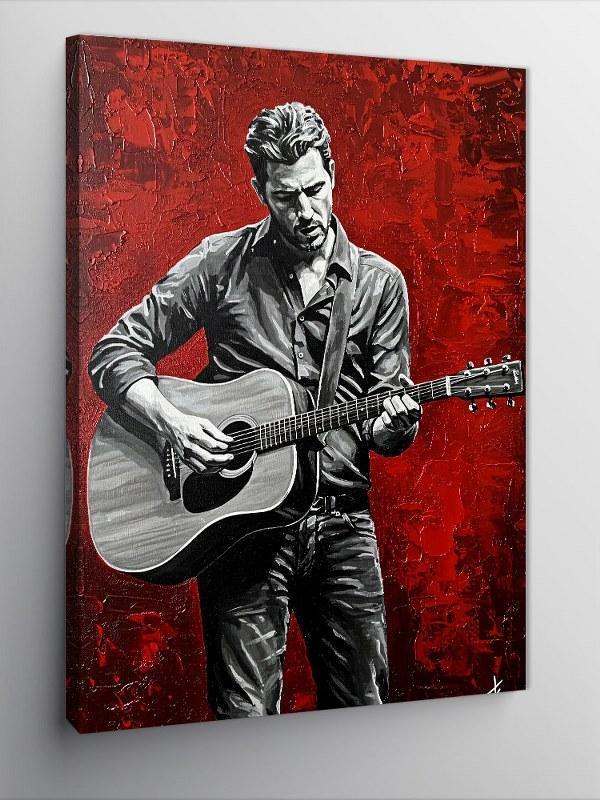 Kanvas Tablo Kırmızı Fonlu Gitarist - Image 1