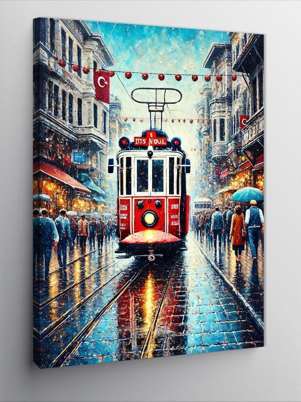 Kanvas Tablo Yağmurda Tramvay Yolu - Image 1