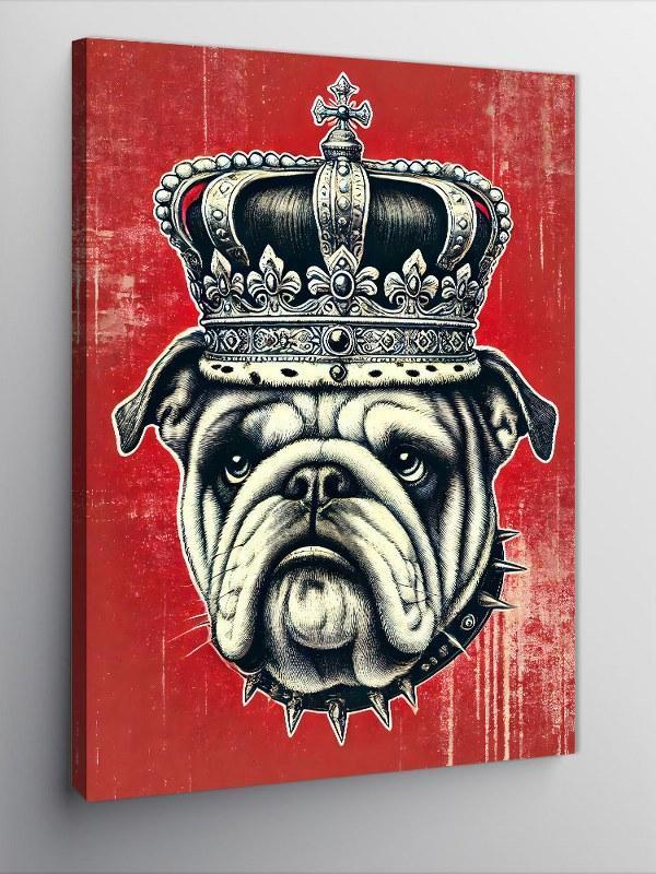 Kanvas Tablo Taçlı Bulldog Çizimi - Image 1
