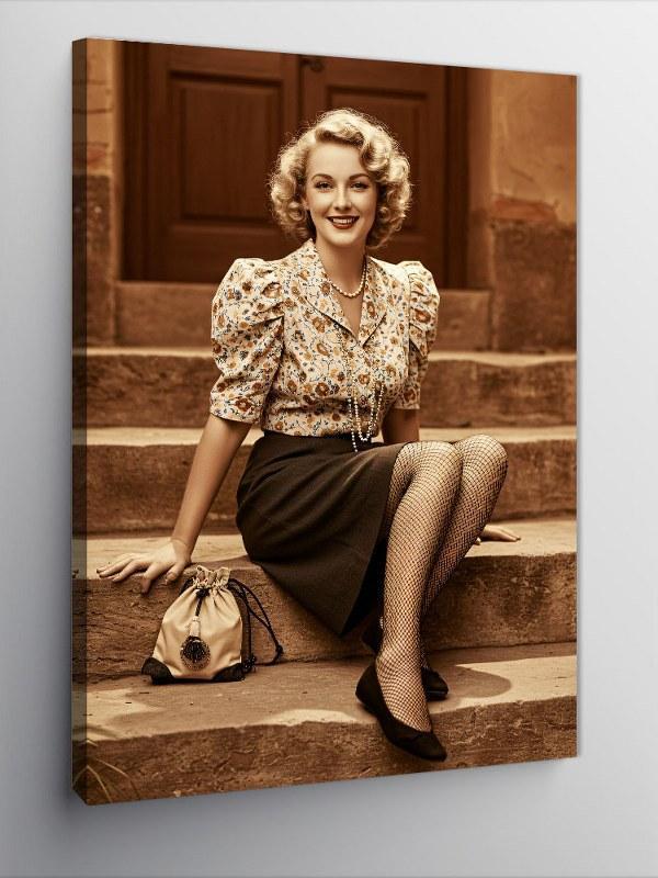 Kanvas Tablo Retro Kadın Portresi - Image 1