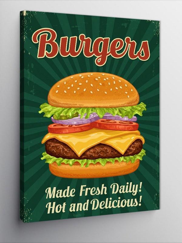 Kanvas Tablo Retro Burger Afişi - Image 1