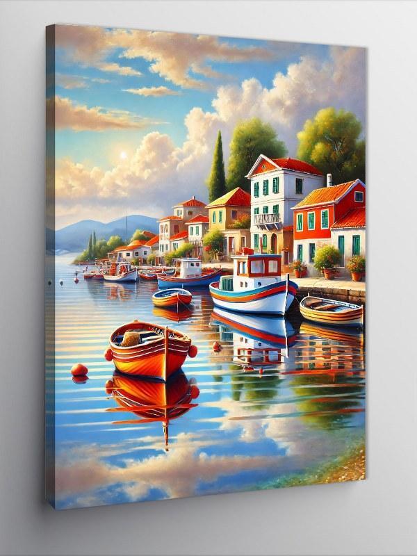 Kanvas Tablo Akdeniz Kıyısında Tekneler - Image 1
