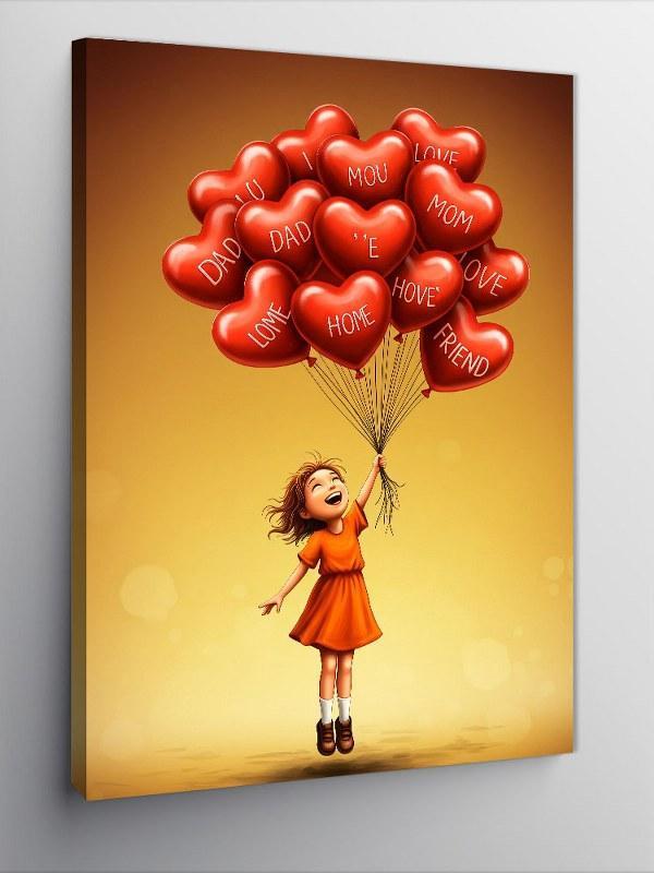 Kanvas Tablo Balonlarla Uçan Kız - Image 1