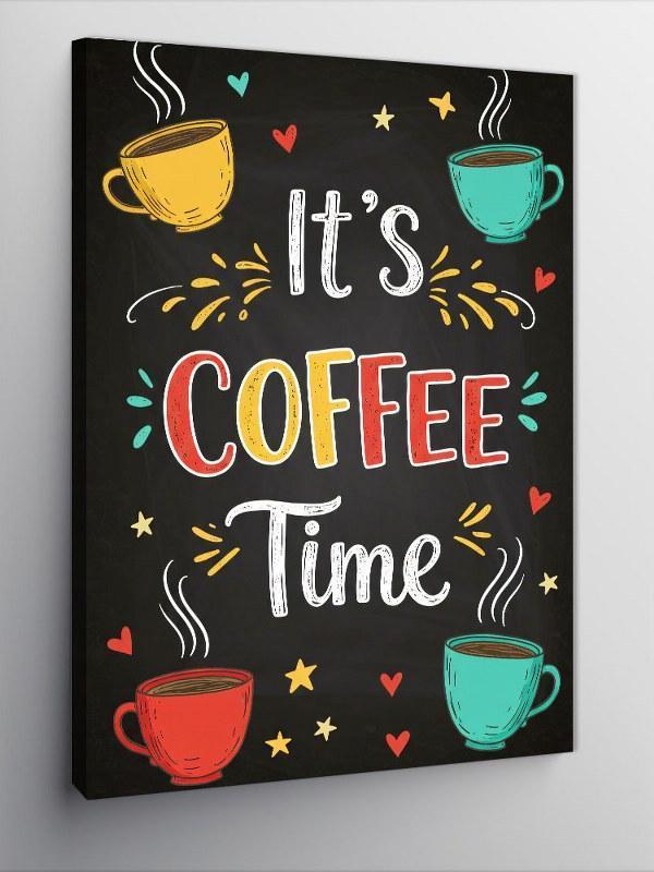 Kanvas Tablo It’s Coffee Time ve Renkli Fincanlar - Image 1